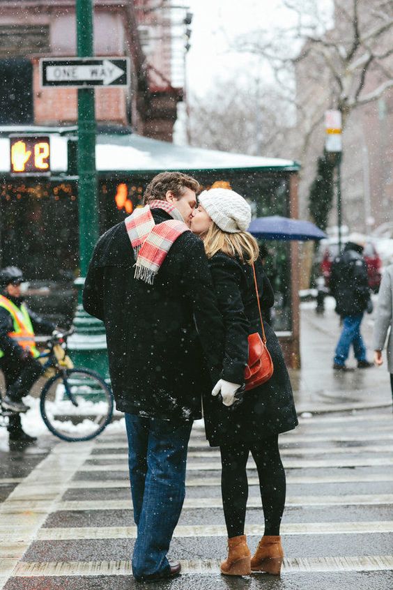 winter streets of your hometown are great for an engagement shoot, too