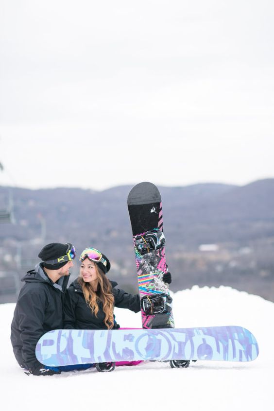 if you two love snowboarding, why not go training there and shoot your engagement
