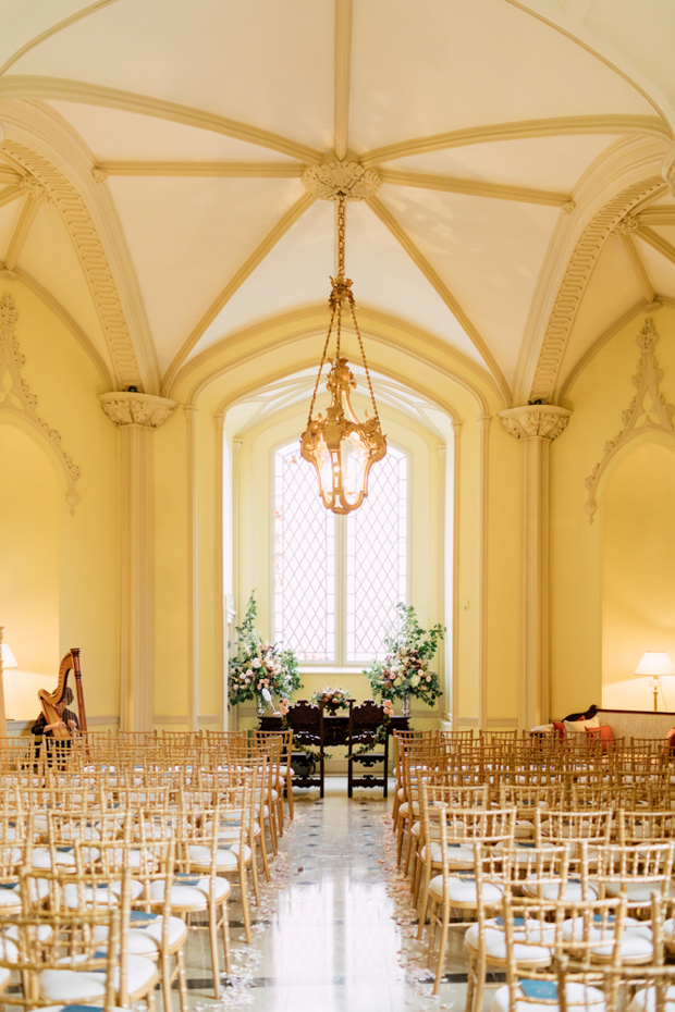 The ceremony space was beautiful, with fairy tale touches and lush florals