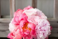 10 navy and white striped ribbon for a bold pink peony bouquet and a nautical bride