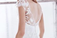 13 Windsor lace V cut back wedding dress with cap sleeves and a row of buttons