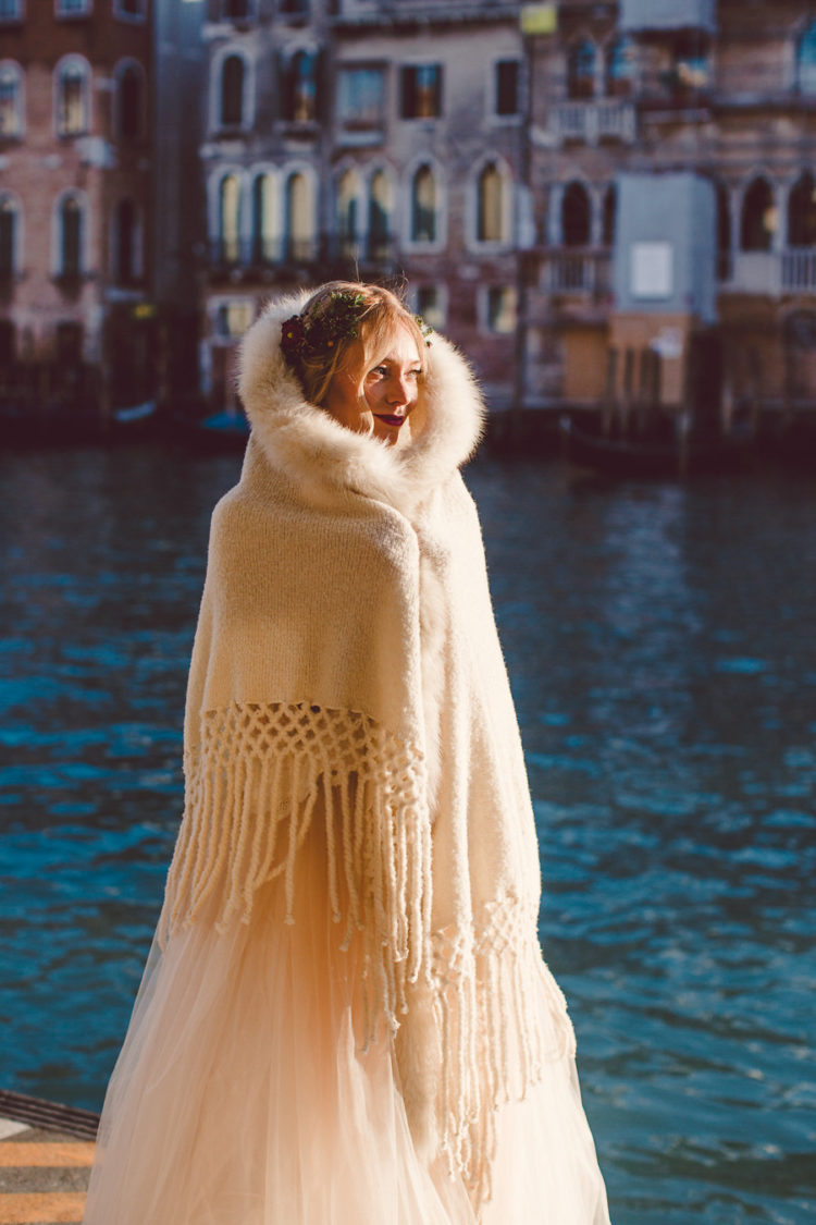 cover up with a warm piece with faux fur as it can be chilly in Venice