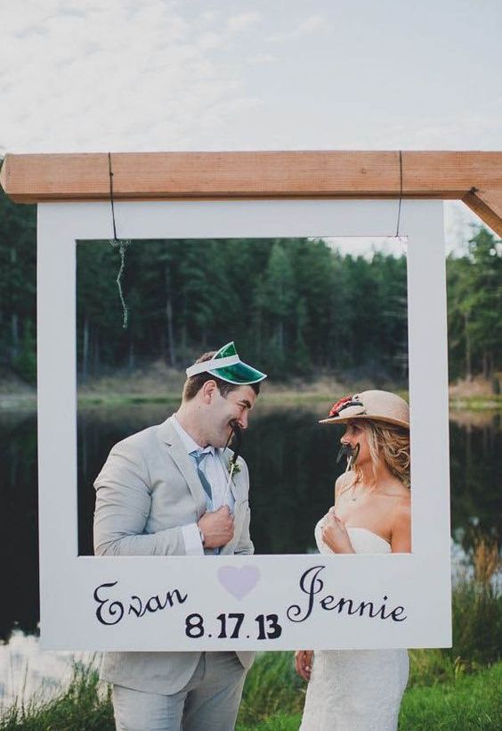 add a Polaroid-styled frame for your wedding booth, it will give a fun touch to it