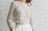 24 a sheer top with appliques and beading looks very romantic and edgy at the same time