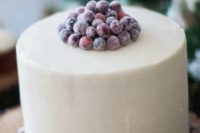 24 a white frosted cake with sugared berries is ideal for a winter bridal brunch
