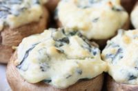 25 spinach dip stuffed mushrooms with garlic, cream cheese are addicting