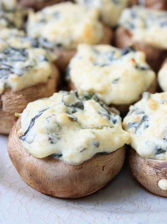spinach dip stuffed mushrooms with garlic, cream cheese are addicting