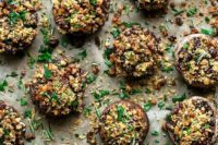 27 walnut, sage and cranberry stuffed holiday mushrooms are perfect for vegans
