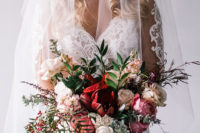 01 This beautiful winter wedding shoot is full of drama, lux and maroon and blush touches that mix in a chic way