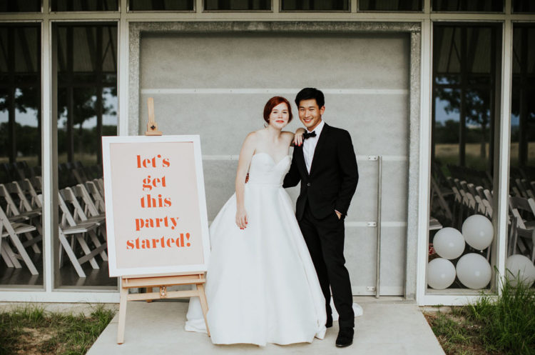 The couple wanted a modern and fun wedding and DIYed a lot for that