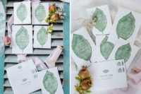 03 The wedding stationery was with green watercolor leaves to give it a natural touch