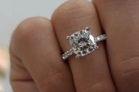 03 a chic cushion shaped diamond white gold engagement ring without a halo looks edgy and modern