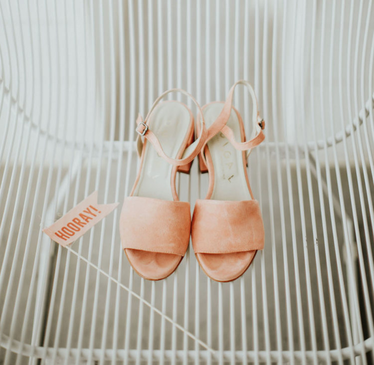 The wedding shoes were cute and comfy peachy pink ones