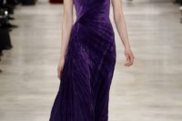 06 a draped strapless ultra violet wedding dress and matching shoes for a daring bride