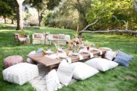 07 The reception was styled as a picnic with a low table and pillows