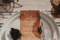 07 a leather menu will make your place setting interesting