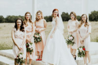 10 The bridesmaids were rocking mismatching blush gowns