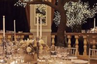 13 trees lit with illuminated crystals are amazing for a winter wonderland wedding or just a romantic affair with a fairy-tale touch