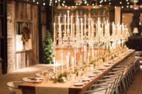 22 crystal candlabras with candles and candles in smaller candle holders create a fantastic lit up ambience