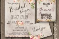 24 a garden bridal shower invitation with rustic touches
