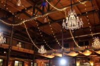 25 glam crystal chandeliers will bring much light to the reception and dance floor and will look cool