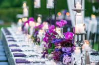 25 ultra violet napkins and bold violet, burgundy and purple wedding centerpieces for a trendy look