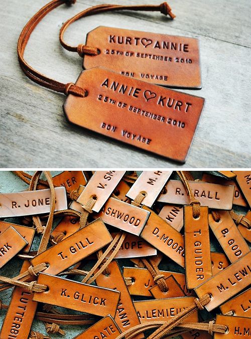 personalized leather luggage tags are a great and useful wedding favor for your friends and family