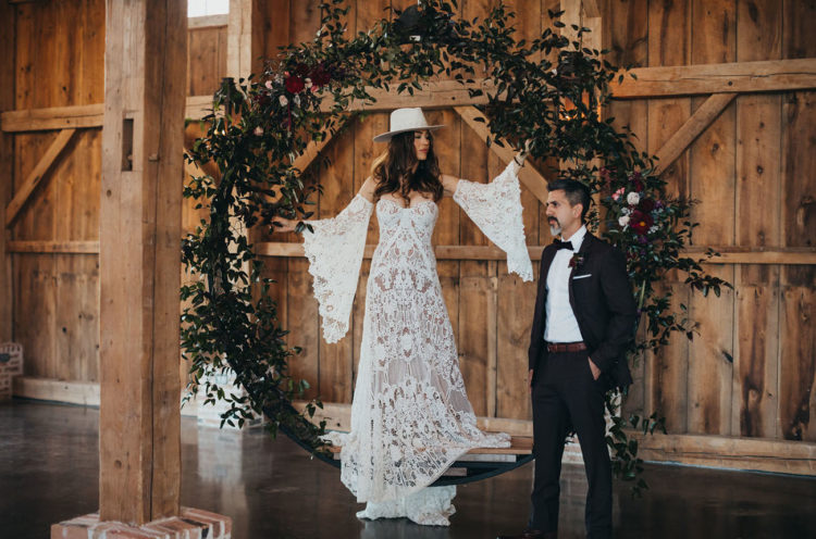 This wedding shoot was styled with rich hues and boho detailing