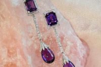 02 a pair of gorgeous amethyst wedding earrings with rhinestones will make your bridal look amazing