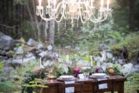 glamorous chandelier for an outdoor wedding