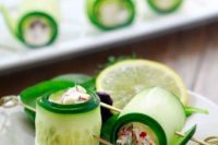03 fresh cucumber rolls stuffed with veggie salad is a creative and cool spring idea