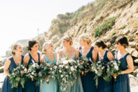 06 The bridal party was wearing navy gowns and a sea foam dress for the maid of honor