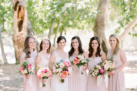 06 The bridesmaids were wearing mismatched blush gowns