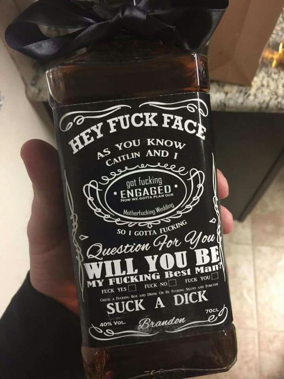 a bottle of your friend' alcohol with a personalized label is all you need