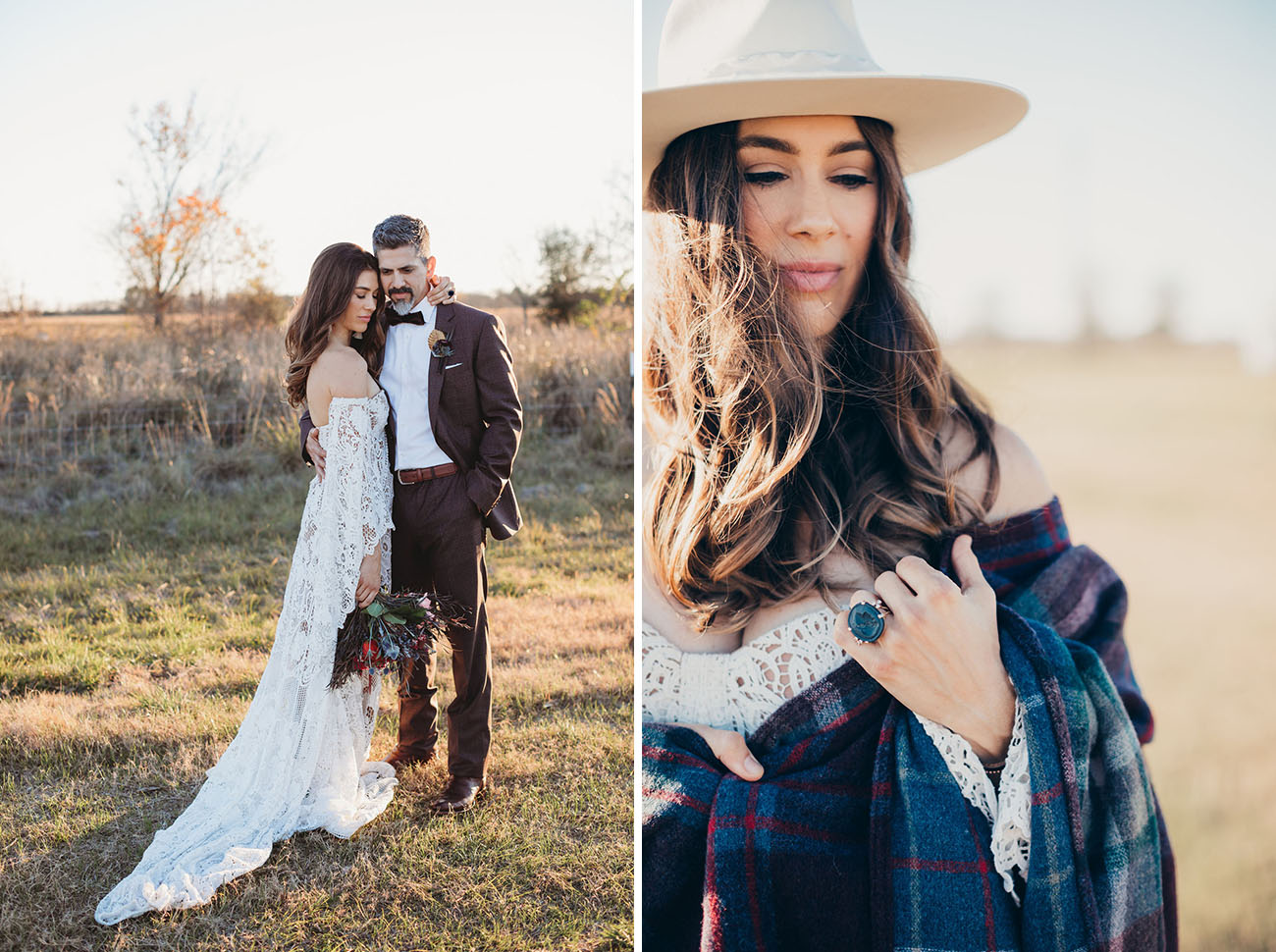 The bride covered up with a plaid shawl that reminded of iconic Ralph Lauren style