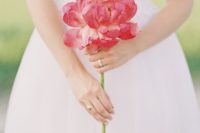 08 a large pink peony is all you need to look gorgeous on your big day