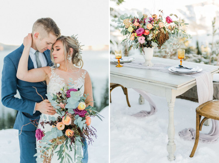 All the florals for the shoot were bold ones to highlight the snowy look