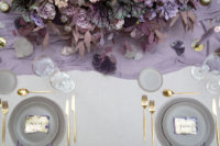 09 go for amethysts, gold touches and colored candles to create a jaw-dropping table setting