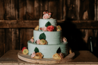 gentle wedding cake in pastel mint color