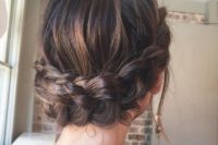 11 a simple braided low crown is a cool option for not very long hair
