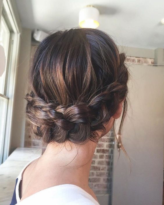 a simple braided low crown is a cool option for not very long hair
