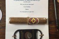 13 a card with a cigar and a cigar cutter is an elegant way to pop the question