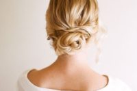 17 a simple twisted low bun is suitable for long and medium length hair