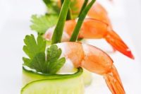 22 cucumber wrapped shrimps with fresh herbs is always a good and refreshing idea