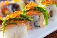 23 sushi topped with greenery and caviar is always a good idea whatever your wedding style and venue is