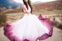 purple wedding gown touches