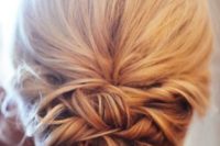 26 a twisted low updo with some locks down looks very elegant and can fit many styles