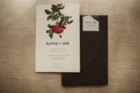 04 The wedding stationery was done with black envelopes and rose prints