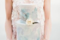 gorgeous watercolor wedding cake idea