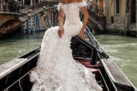 05 off the shoulder lace applique mermaid wedding dress with embellishments by Julie Vino